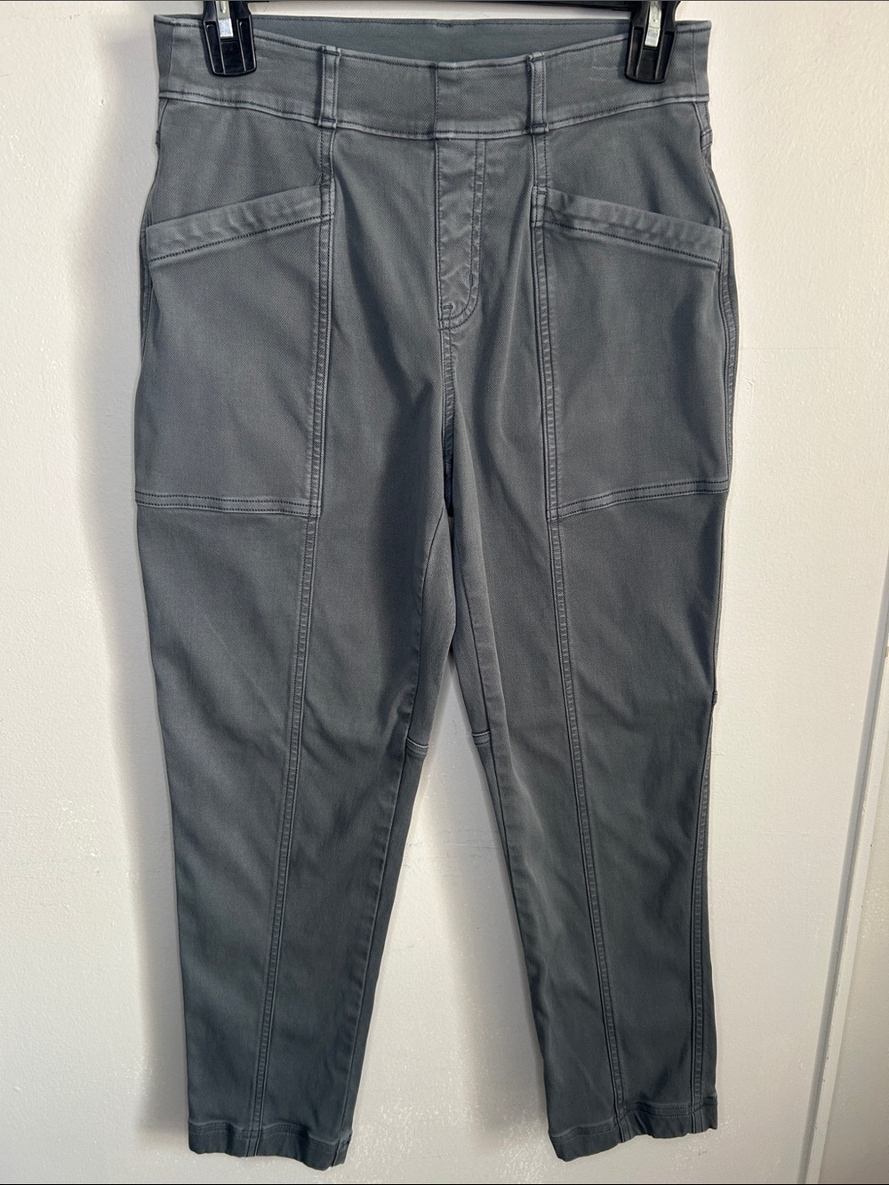 SPANX Slate Gray Stretch Twill Straight Leg Pull On Pants